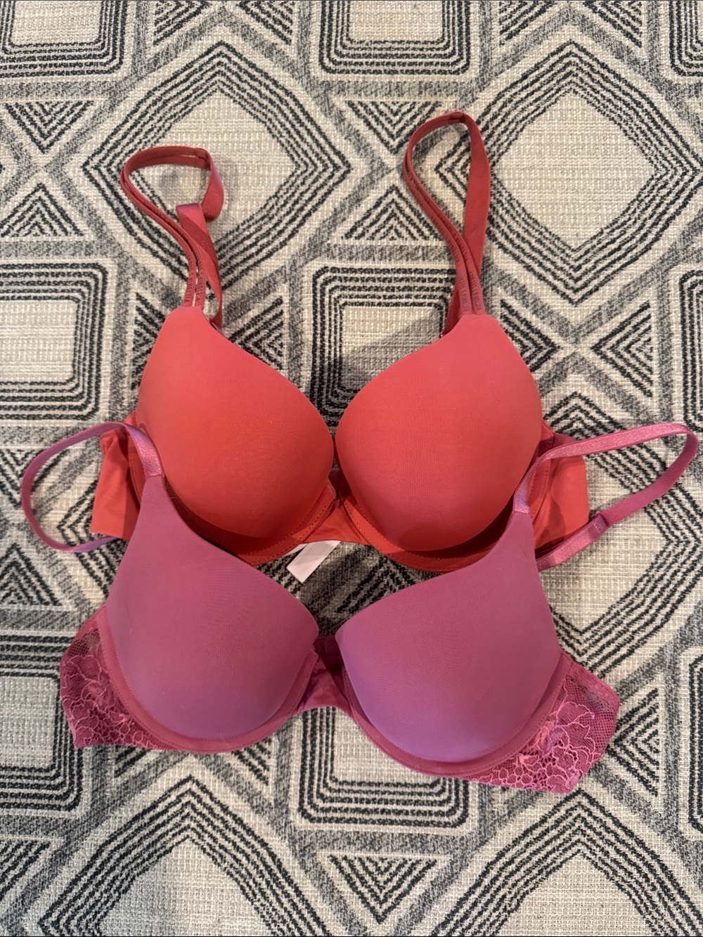 Victoria's Secret Smooth Push-Up Bras in Coral and Dusty Rose